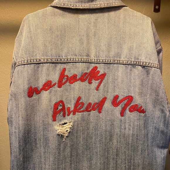 Hidden Jackets & Blazers - One-of-a-Kind Embroidered/Distressed Jean Jacket